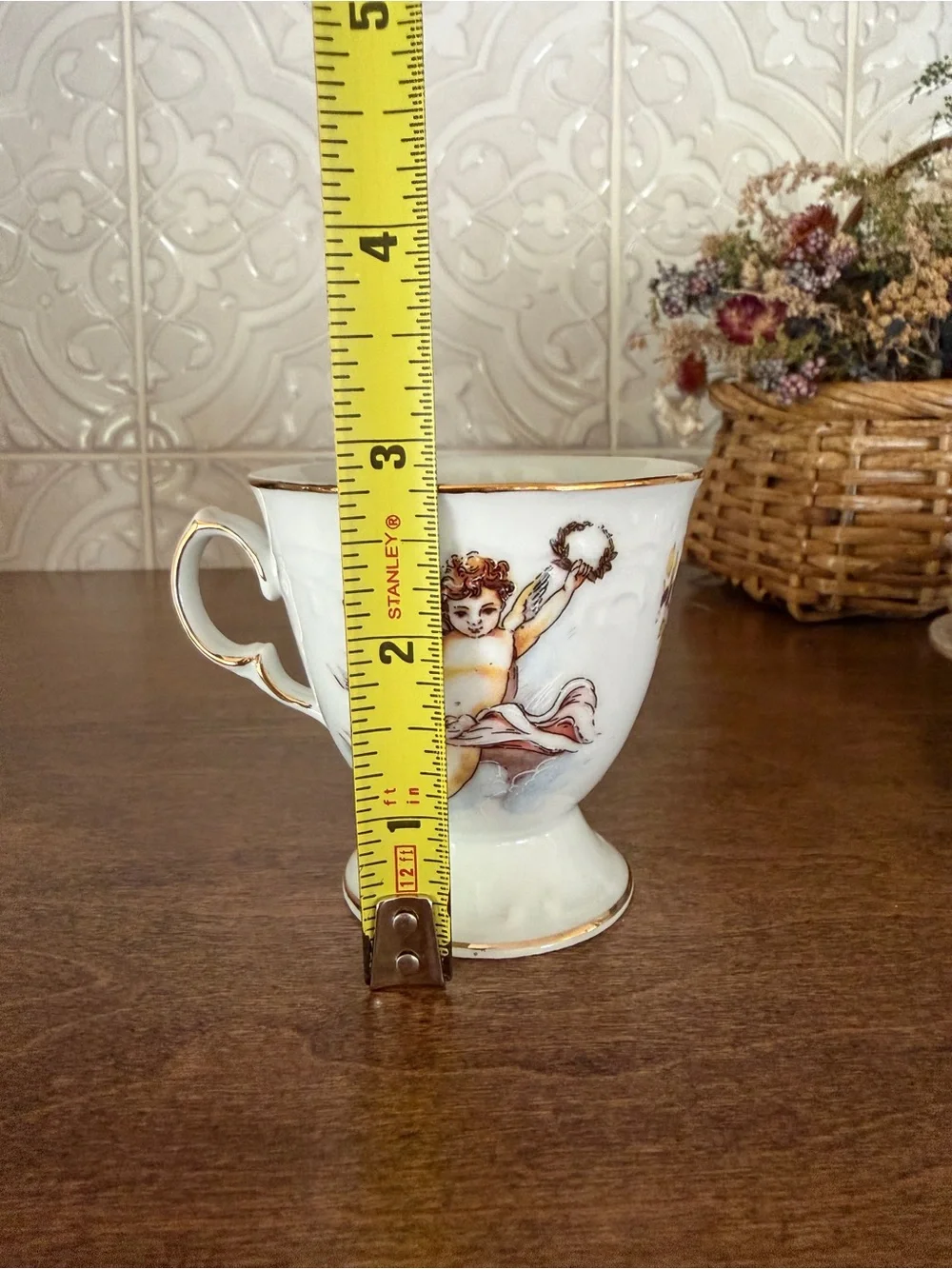 Porcelain Cherub Tea Set - White with Gold Trim